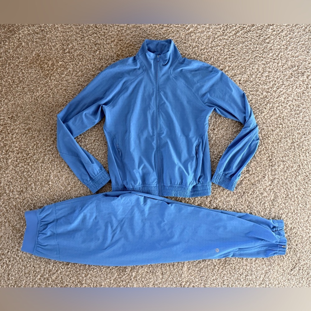 Lululemon Adapted State Perforated Blue Track Suit Set